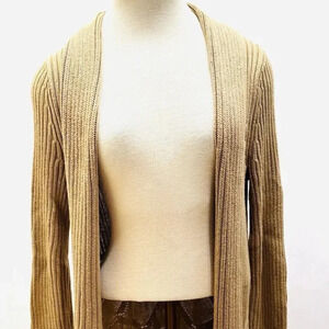 MERONA Women Long Sleeve Open Front Brown Casual Cardigan Sweater Size Small